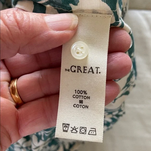 THE GREAT Green and Cream Floral Dress - Picture 5 of 6